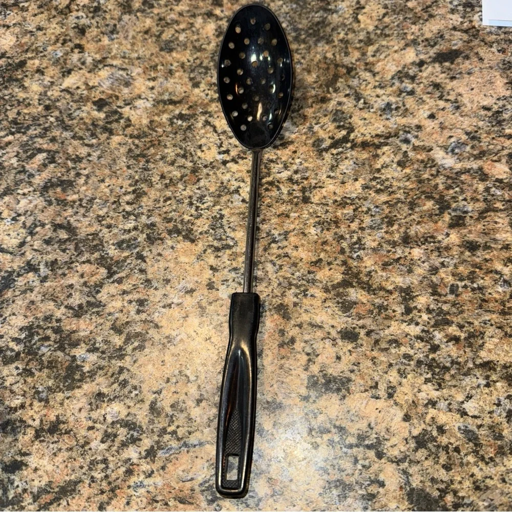 Black Nylon Stainless Slotted Spatula Serving Skimmer Spoon Lightweight Plastic